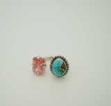 Adjustable Gem and Turquoise Ring (8.5)