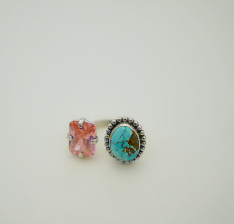 Adjustable Gem and Turquoise Ring (8.5)