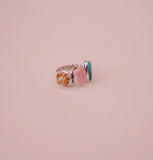 Seashell, Pink Conch and Turquoise Ring (7.5)