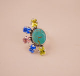 Gem and Turquoise Ring (Size 7)