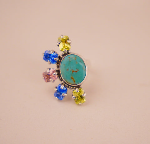 Gem and Turquoise Ring (Size 7)