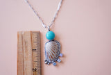 Seashell, Gem and Turquoise Pendent
