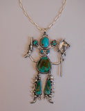 Turquoise Cowboy and Stick Horse Statement Necklace