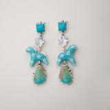 Turquoise and Gem Horse Earrings
