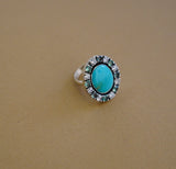 Kingman Turquoise and Gem Ring (Size 7.5)