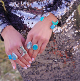 Crystal and Royston Turquoise Ring (Size 9.5)