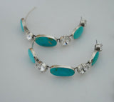 Crystal and Turquoise Hoops