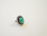Kingman Turquoise and Gem Ring (Size 8)