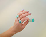 Milky Gem and Turquoise Ring (7.5)