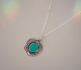Hand Stamped Turquoise Pendent (18”)