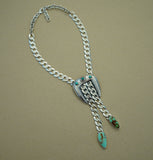 Large Turquoise and Vintage Buckle Necklace