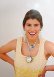 Turquoise and Crystal Necklace (18”)