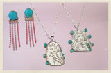 Kingman Turquoise and Rhinestone Earrings