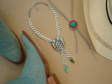 Large Turquoise and Vintage Buckle Necklace
