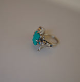 Bull Skull Crystal and Gem Ring (Size 6.5)