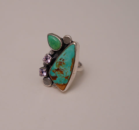 Gem and Turquoise Ring (Size 8.5)