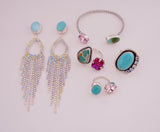 Royston Turquoise and Rhinestone Earrings