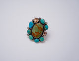 Royston Turquoise and Gem Cluster Ring (Size 9)