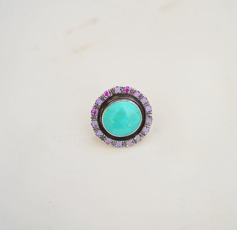 Royston Turquoise and Gem Ring (Size 7.5)