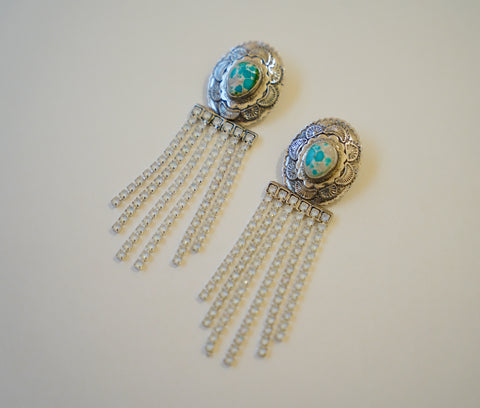 Turquoise Concho and Crystal Earrings