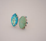 Royston Turquoise and Crystal Ring (Size 9)