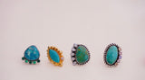 Kingman Turquoise and Gem Ring (Size 7)