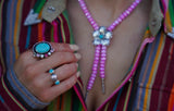 Turquoise Flower Beaded Bolo