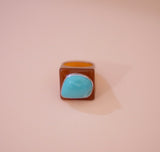 Turquoise and Brown Resin Ring (7.5)