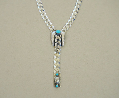 HK x MUD Turquoise and Sterling Buckle Necklace (16-18”)