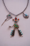 Turquoise Stick Horse, Cowboy and Concho Statement Necklace