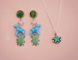 Turquoise and Gem Horse Earrings