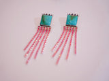Kingman Turquoise and Crystal Earrings