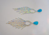 Kingman Turquoise and Rhinestone Earrings