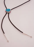 Kingman Turquoise and Crystal Bolo