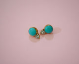 Gem and Turquoise Gold Earrings