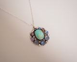 Gem and Turquoise Pendent (18”)
