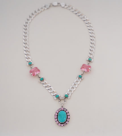 Kingman Turquoise and Gem Necklace (18”)