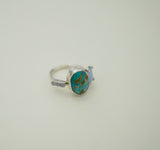 Milky Gem and Turquoise Ring (7.5)