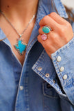 Adjustable Gem and Turquoise Ring (7)