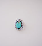 Kingman Turquoise and Gem Ring (Size 8.5)