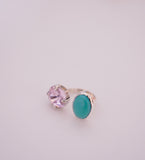 Crystal and Turquoise Ring (Size 6.5)