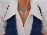 Kingman Turquoise and Gem Necklace (17”)