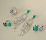 Kingman Turquoise and Rhinestone Earrings