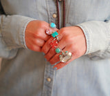 Crystal and Turquoise Ring (Size 7.5)