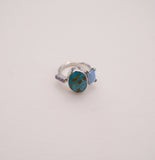 Milky Gem and Turquoise Ring (7.5)