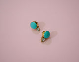 Gem and Turquoise Gold Earrings