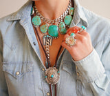 Turquoise and Sterling Buckle Necklace (17.5)