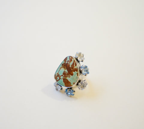 Gem and Large Turquoise Ring (Size 6.5