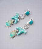 Turquoise and Gem Horse Earrings