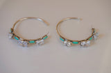 Kingman Turquoise and Gem Hoops